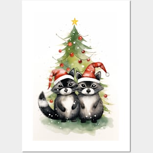 Christmas raccoons Posters and Art